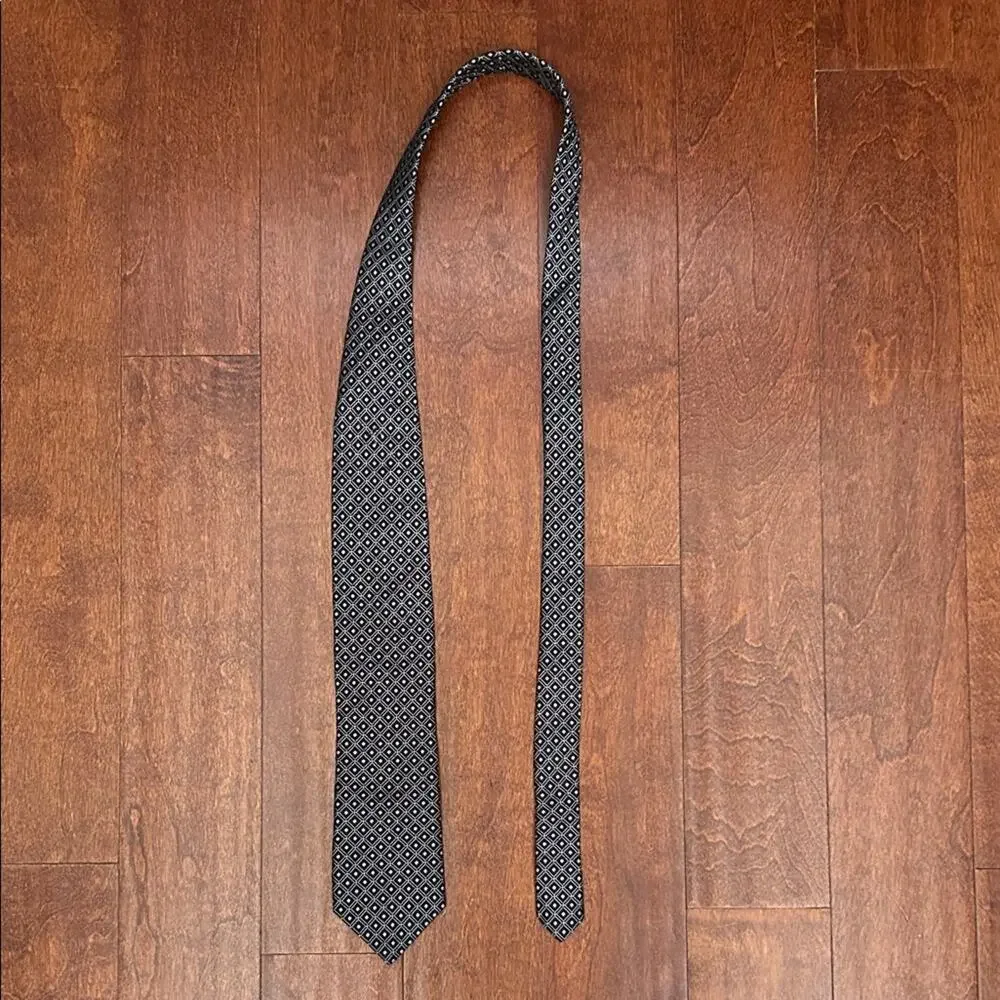 Nordstrom Classic 100% Silk Black and Purple Woven Geometric Men's Tie
